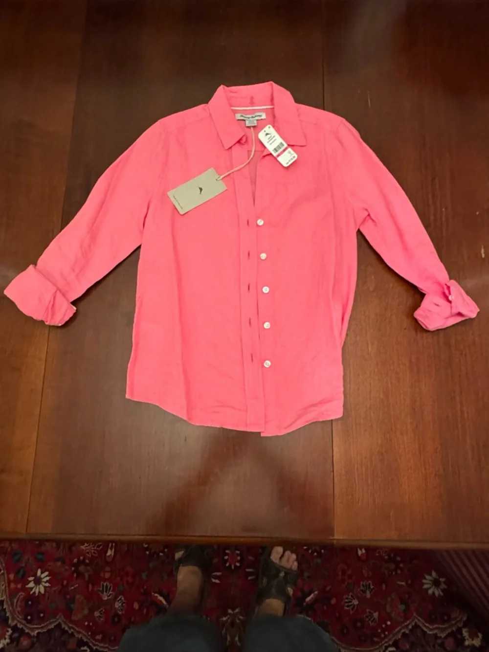 Tommy Bahama Pink Button-Front Linen Shirt - Picture 4 of 6